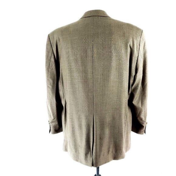 Lauren Ralph Lauren Wool 2 Button Blazer 44R Tan Glen Plaid Windowpane Blue - Picture 6 of 12